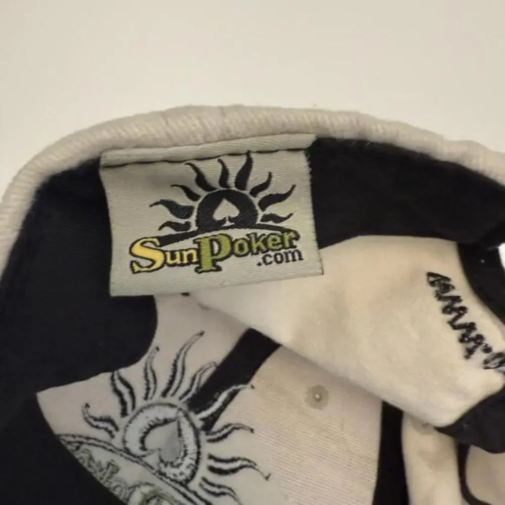 SunPoker Sun Poker‎ Logo Cream Cotton Twill Baseball Cap Hat Adjustable Mens OS